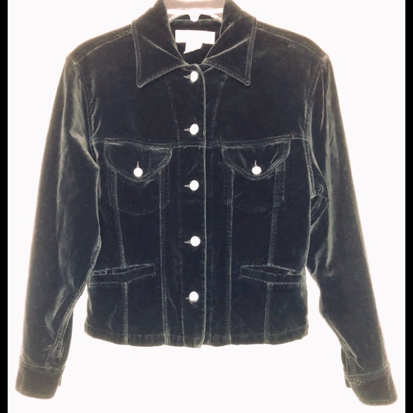 Banana Republic Velour Blazer Jacket Sz S🌹Metallic Buttons🌹98% Cotton🌹Pockets - Picture 1 of 12